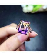 6CT Emerald Cut Ametrine Statement Engagement Ring in 14K Rose Gold over... - £144.22 GBP