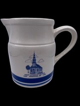 First Lutheran Church Pipestone Minnesota Roseville Pottery Pitcher White &amp; Blue - £44.50 GBP