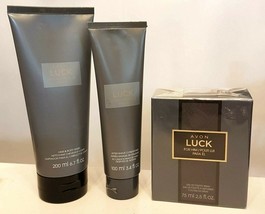 Avon LUCK for Him GIFT LOT Toilette Spray Hair Body Wash After shave Con... - £47.24 GBP