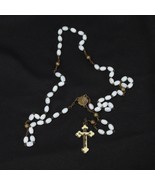 Catholic Rosary Vintage White Bead Virgin Mary Crucifix Rome Italy 17-1/... - €14,36 EUR