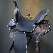 Western Leather Horse Saddle Black Brown Handmade Trail Riding Comfortab... - $388.08+