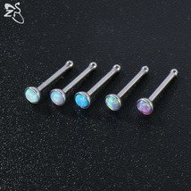 ZS 3-5pcs/lot Stainless Steel Nose Piercing Set Colorful Opal Nose Studs Retaine - £10.38 GBP