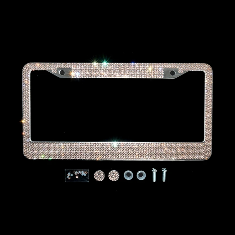 Metal diamond bling glitter license plate frame cover crystal thumb200