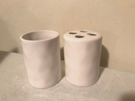 Bathroom Toothbrush Holder and rinse cup pair= ceramic image 5