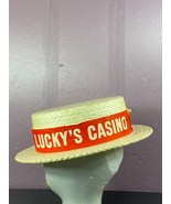 Rare 1960 Lucky Casino Vegas Styrofoam Boater Skimmer Hat &quot;I hit a Jackpot&quot; - $39.59