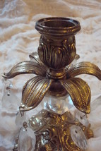 Candle holder brass and crystal tears, 7&quot; tall [GL17] - $54.45