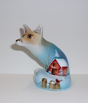 Fenton Glass Red Barn &amp; Cardinal Bird Fox Figurine Ltd Ed #23/36 Kim Barley - £135.61 GBP