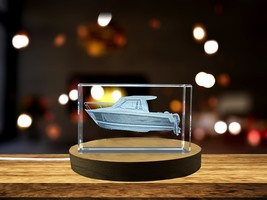 LED Base included | 3D Engraved Crystal Motorboat Model - Elegant Nautical - $39.99 - $399.99