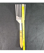 Vintage MC Stainless Steel Forked Spatula Turner 9.5” Utensil Wood Handl... - $16.82