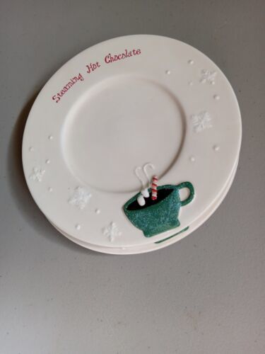  White Barn Candle Co.-2 Steaming Hot Chocolate Saucers/Candle Tray-Chri... - $10.00