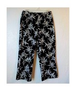 Rafaella Black Crop Pants with Leaves Print Women size 6 Stretch Cotton ... - $16.82