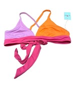Marine layer plunge bikini top colorblock tie back size small new with tags - $444.82 MXN