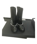 NIB 100% AUTH Chanel 14B G30160 Black Patent Leather Pearl Boots $1595 - £761.28 GBP