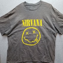 Nirvana Band T-Shirt Men&#39;s 2XL Smiley Face Anvil Gray - £10.21 GBP