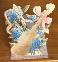 Violin &amp; FLOWERS-STAND UP~1916 Birthday Greetings Folding Postcard - £6.21 GBP
