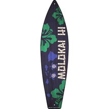 Molokai Hawaii Novelty Mini Metal Surfboard Sign MSB-295 - £13.55 GBP
