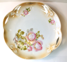 Vtg Lusterware Double Handed Plate Rose Floral Design Marked Made in Germany  - £23.17 GBP