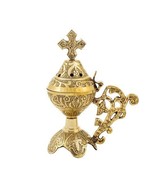 5.1&quot; High Quality Greek Orthodox Engraved Brass Incense Burner 13cm - £18.19 GBP