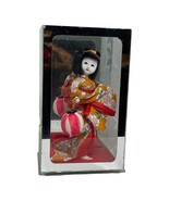 1940&#39;s Vintage Japan Geisha Girl in Kimono, Glass Case Gofun MCM Shadow box - £36.25 GBP