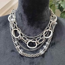 Cookie Lee Womens Silver Circle Cuban Choker Layering Pendant Necklace - $30.00