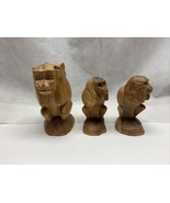HAND-CARVED WOODEN MONKEYS set of 3 SEE NO EVIL HEAR NO EVIL SPEAK NO EV... - $1,102.56 MXN