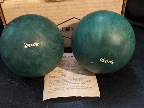 Lotto Di 2 Anatra Candela Pin Bowling Palline Comanche Trofeo Gomma Verde Item image 4