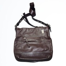 Coach Dark Brown Leather Medium Sized Soft Duffle Crossbody Bag Purse - £66.05 GBP