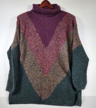 Linda Allard Ellen Tracy Women&#39;s Green Cowl Neck Chunky Knit Sweater Size Large - £20.84 GBP