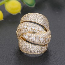 Luxury 4 Layers Twist Bold Rings Cubic Zirconia Stones Women Engagement Party Je - £26.37 GBP