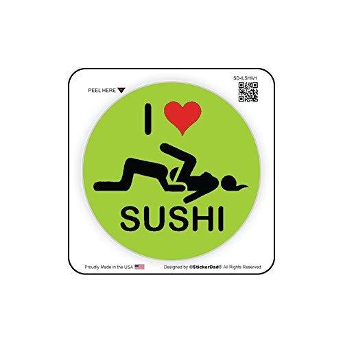 (3 pack) I LOVE SUSHI - Full Color Printed - (size: 2&quot; ROUND color: GREE... - $2.96