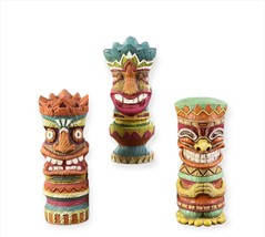 Tiki Totem Statues Set of 3 Polyresin With Textural Detailing 9.8" High Garden image 1
