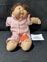 Cabbage Patch doll Xavier Roberts signed red &#39;86 Hair Brown Eyes pink dress - £23.25 GBP