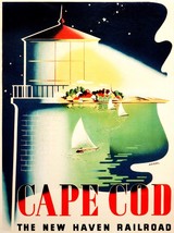 2484.Cape Cod the new haven lighthouse travel 18x24 Poster.Home wall Decorative  - $28.00