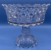Antique Victorian EAPG Clear Fused Glass &#39;Job&#39;s Tears&#39; Pedestal Open Compote - £36.73 GBP
