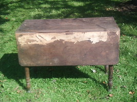 Antique/Vintage Wood Half Table w/Drawer &amp; Drop Leaf Needs Work/Repair/Refinish - £99.90 GBP
