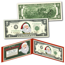 The Original Santa Bucks Santa Claus Christmas Keepsake Us $2 Bill In Red Folio - £11.11 GBP