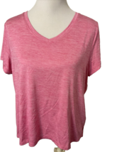 RBX Pink Marled Short Sleeve V Neck Activewear T Shirt Size L - $8.54