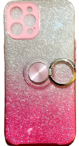 Slim Fit Silicone Case For iPhone 12 Pro Max - Pink & Silver Glitter Ring Stand image 3