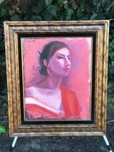 Original Vintage Modern Impressionist Oil On Canvas Mid Century Framed Portrait - £474.09 GBP