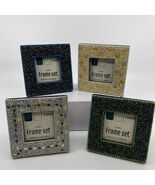 Vintage Mini Beaded Iridescent, Glitter Photo Frames Set of 4 2x2 Y2K - $15.00