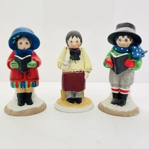 3 Vintage Enesco Christmas Carolers  Figurines Christina Mae Riseley Gift Set - £7.75 GBP
