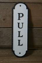 Vintage Aged Victorian Black White Cast Iron Sign Pull Plaque - £11.70 GBP