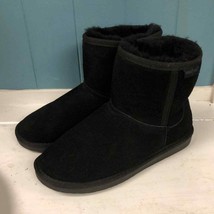 Minnetonka Boots Womens 8 Ankle Shearling Winter SnowBoot Black Suede Round Toe - £33.11 GBP