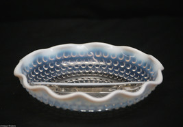 Vintage Depression Moonstone Clear Opalescent Glass Relish Dish Hobnail Pattern - £23.72 GBP