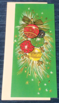 MCM Embossed Ornament Decorations Vtg Unused Christmas Greeting Card Tree 937A - £6.52 GBP