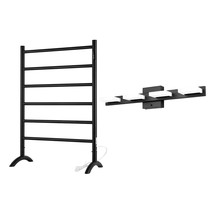 Freestanding Towel Warmer 6 Bars Plug-In Option 3 Working Modes Black Stainless  - £314.53 GBP