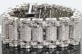 15Ct Brilliant Round Cut Diamond Exclusive Men&#39;s Bracelet 14K White Gold... - £236.60 GBP