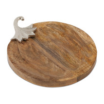 Wooden Pumpkin Tray with Aluminum Stem 14&quot;L - $91.47 CAD