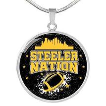 Express Your Love Gifts Steeler Nation Pittsburgh Sports Fan Gift Circle Necklac - £35.52 GBP