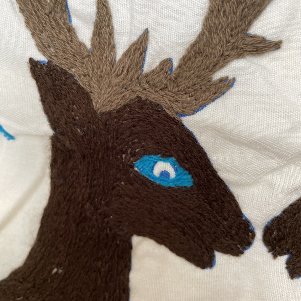 Pillowcase Hand Embroidered with Moose and Flower Cottage Core Cabin  Decor Item image 5